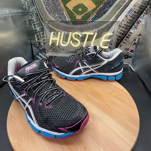 Asics Gel GT-2000 Black Magenta Blue White Running Shoes Women’s Sz 8 - Picture 5 of 10